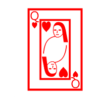 Colored Playing Card Queen Of Hearts