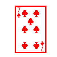 Colored Playing Card Seven Of Clubs
