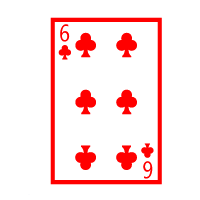 Colored Playing Card Six Of Clubs