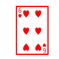 Colored Playing Card Six Of Hearts