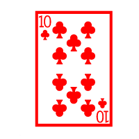 Colored Playing Card Ten Of Clubs