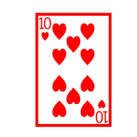 Colored Playing Card Ten Of Hearts