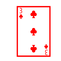 Colored Playing Card Three Of Clubs