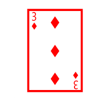 Colored Playing Card Three Of Diamonds
