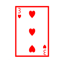 Colored Playing Card Three Of Hearts