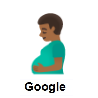 Pregnant Man: Medium-Dark Skin Tone on Google Android