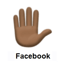 Raised Hand: Dark Skin Tone on Facebook