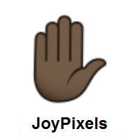 Raised Hand: Dark Skin Tone on JoyPixels