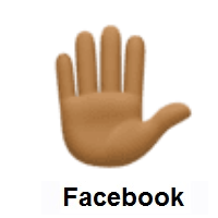 Raised Hand: Medium-Dark Skin Tone on Facebook