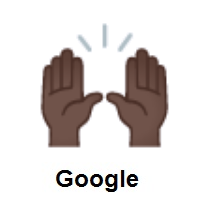 Raising Hands: Dark Skin Tone on Google Android