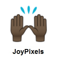 Raising Hands: Dark Skin Tone on JoyPixels