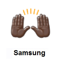Raising Hands: Dark Skin Tone on Samsung