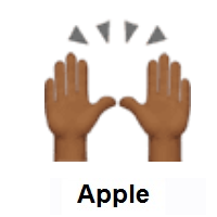 Raising Hands: Medium-Dark Skin Tone on Apple iOS