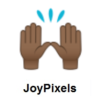 Raising Hands: Medium-Dark Skin Tone on JoyPixels