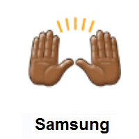 Raising Hands: Medium-Dark Skin Tone on Samsung