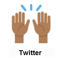 Raising Hands: Medium-Dark Skin Tone on Twitter Twemoji