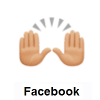 Raising Hands: Medium-Light Skin Tone on Facebook