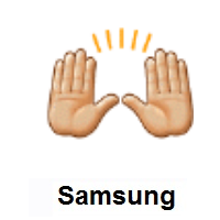 Raising Hands: Medium-Light Skin Tone on Samsung