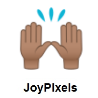 Raising Hands: Medium Skin Tone on JoyPixels