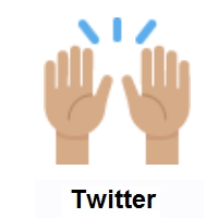 Raising Hands: Medium Skin Tone on Twitter Twemoji