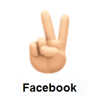 Victory Hand: Light Skin Tone on Facebook