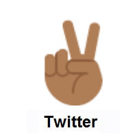 Victory Hand: Medium-Dark Skin Tone on Twitter Twemoji