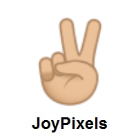 Victory Hand: Medium-Light Skin Tone on JoyPixels