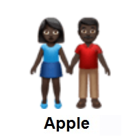 Woman and Man Holding Hands: Dark Skin Tone on Apple iOS