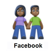 Woman and Man Holding Hands: Dark Skin Tone on Facebook