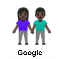 Woman and Man Holding Hands: Dark Skin Tone on Google Android