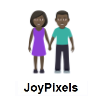 Woman and Man Holding Hands: Dark Skin Tone on JoyPixels