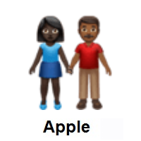 Woman and Man Holding Hands: Dark Skin Tone, Medium-Dark Skin Tone on Apple iOS