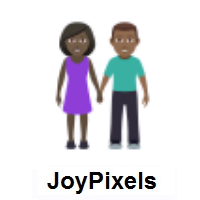 Woman and Man Holding Hands: Dark Skin Tone, Medium-Dark Skin Tone on JoyPixels