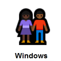 Woman and Man Holding Hands: Dark Skin Tone, Medium-Dark Skin Tone on Microsoft Windows