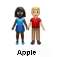 Woman and Man Holding Hands: Dark Skin Tone, Medium-Light Skin Tone on Apple iOS
