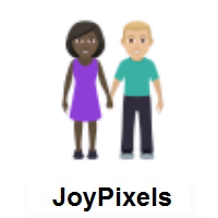 Woman and Man Holding Hands: Dark Skin Tone, Medium-Light Skin Tone on JoyPixels