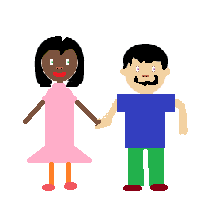 Woman and Man Holding Hands: Dark Skin Tone, Medium-Light Skin Tone