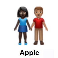 Woman and Man Holding Hands: Dark Skin Tone, Medium Skin Tone on Apple iOS