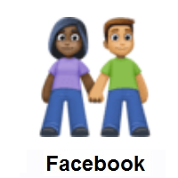 Woman and Man Holding Hands: Dark Skin Tone, Medium Skin Tone on Facebook