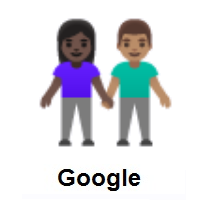 Woman and Man Holding Hands: Dark Skin Tone, Medium Skin Tone on Google Android