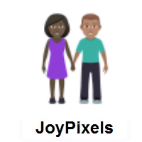 Woman and Man Holding Hands: Dark Skin Tone, Medium Skin Tone on JoyPixels