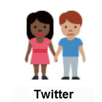 Woman and Man Holding Hands: Dark Skin Tone, Medium Skin Tone on Twitter Twemoji