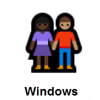 Woman and Man Holding Hands: Dark Skin Tone, Medium Skin Tone on Microsoft Windows
