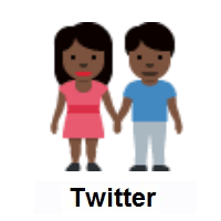 Woman and Man Holding Hands: Dark Skin Tone on Twitter Twemoji