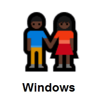 Woman and Man Holding Hands: Dark Skin Tone on Microsoft Windows