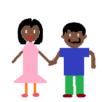 Woman and Man Holding Hands: Dark Skin Tone
