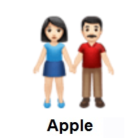Woman and Man Holding Hands: Light Skin Tone on Apple iOS