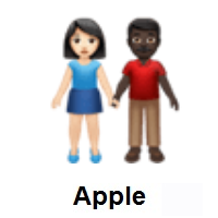 Woman and Man Holding Hands: Light Skin Tone, Dark Skin Tone on Apple iOS