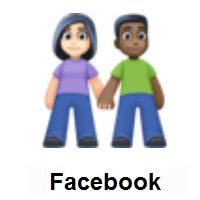Woman and Man Holding Hands: Light Skin Tone, Dark Skin Tone on Facebook