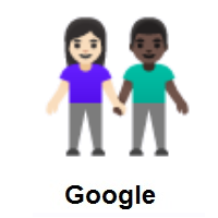 Woman and Man Holding Hands: Light Skin Tone, Dark Skin Tone on Google Android